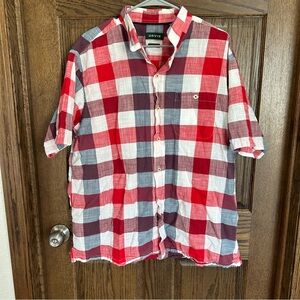 Orvis Red and White Plaid Short-Sleeve Button-Down Shirt
